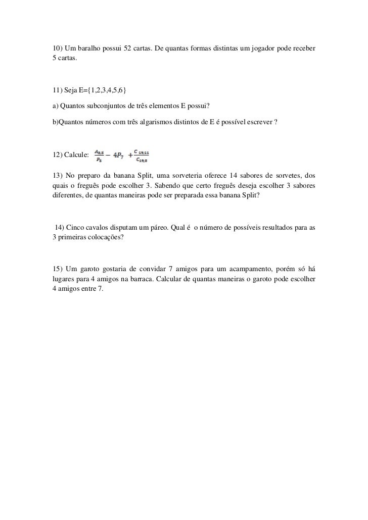 Trabalho de matemática analise combinatoria
