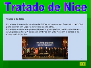 Principais mudançasPrincipais mudanças ::
 Métodos para alterar a composição daMétodos para alterar a composição da
Comissão e redefinição do sistema deComissão e redefinição do sistema de
votação do Conselho ..votação do Conselho ..
 