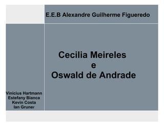 Cecilia Meireles
e
Oswald de Andrade
E.E.B Alexandre Guilherme Figueredo
Vinicius Hartmann
Estefany Bianca
Kevin Costa
Ian Gruner
 