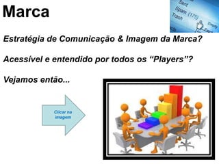 Marca
Estratégia de Comunicação & Imagem da Marca?

Acessível e entendido por todos os “Players”?

Vejamos então...


            Clicar na
            imagem
 