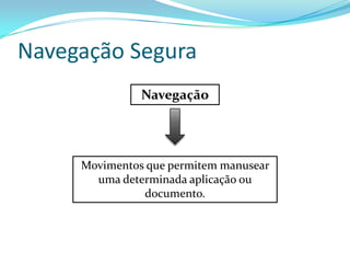 Navegação Segura
               Navegação




     Movimentos que permitem manusear
       uma determinada aplicação ou
               documento.
 