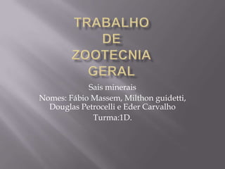 Sais minerais
Nomes: Fábio Massem, Milthon guidetti,
Douglas Petrocelli e Eder Carvalho
Turma:1D.

 