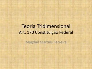 Teoria Tridimensional
Art. 170 Constituição Federal
Magdiel Martins Ferreira

 