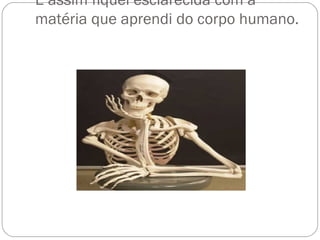 E assim fiquei esclarecida com a
matéria que aprendi do corpo humano.
 