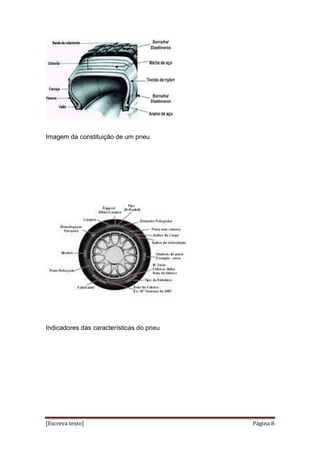 [Escreva texto] Página 8
Imagem da constituição de um pneu
Indicadores das características do pneu
 