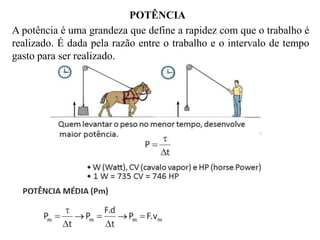 EXERCÍCIO
8. (UFSC) Um helicóptero suspenso no ar, em repouso em
relação ao solo, ergue por meio de um cabo de aço, mantido
vertical, uma caixa de massa igual a 200 kg que se desloca com
velocidade constante ao longo de um percurso de 10 m. No
local, g = 10 m/s2. Sabendo que no deslocamento citado as
forças de resistência do ar realizam sobre a caixa um trabalho de
–1 400 J, calcule o trabalho da força aplicada pelo cabo de aço
sobre a caixa.

 