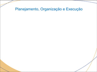 Planejamento, Organização e Execução
 