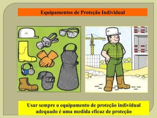 Equipamentos de Proteção Individual

Usar sempre o equipamento de proteção individual
adequado é uma medida eficaz de proteção

 