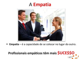 Criando Empatia
3. Refletir a linguagem corporal e sincronize o ritmo da sua fala.

Sinal enviado: sou como você; pode confiar.

 