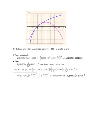 (b) Calcule um valor aproximado para ln ( 1,003 ) e avalie o erro . 
