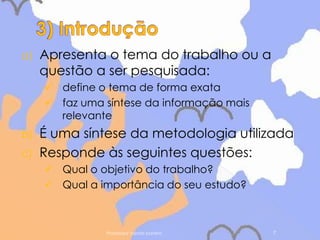 nome da disciplina e do professor