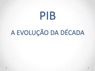 PIB
A EVOLUÇÃO DA DÉCADA
 