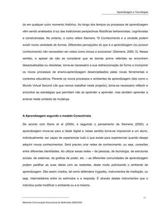 Second life e as aprendizagens