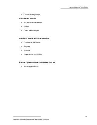 Second life e as aprendizagens