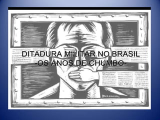 Podemos definir a Ditadura Militar como sendo o período da
política brasileira em que os militares governaram o Brasil. Es...