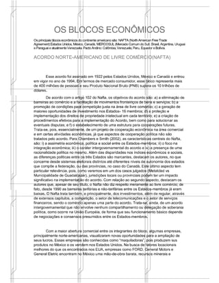 Principais Blocos Eonômicos do Continente Americano