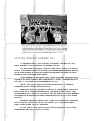 Principais Blocos Eonômicos do Continente Americano