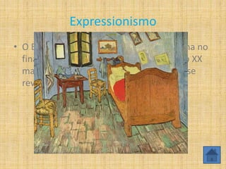 Expressionismo
• O Expressionismo revelou-se na Alemanha no
final do século XIX e nos inicios do século XX
mas foi na Noruega que um dos autores se
revelou, Edvard Munch.
 