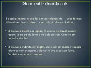 Modal Verbs and Direct and Indirect speech | PPTX