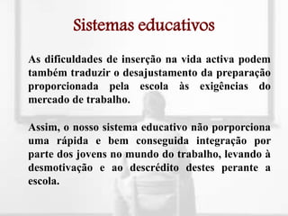   SociedadeAlunosAs razões pelas quais podemos considerar que o aluno é um das agentes responsáveis pelo insucesso escolar deve-se:à instabilidade característica da adolescência leva o aluno a rejeitar a escola, tornar-se indisciplinado desinvestindo no estudo;