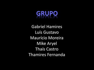 Gabriel Hamires 
Luís Gustavo 
Maurício Moreira 
Mike Aryel 
Thaís Castro 
Thamires Fernanda 
