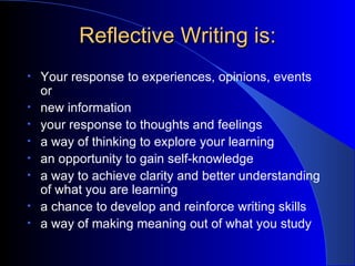 Reflective Script Reflective Writing | PPT