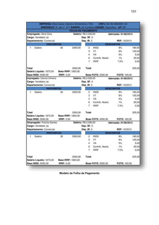 101
Modelo de Folha de Pagamento
 