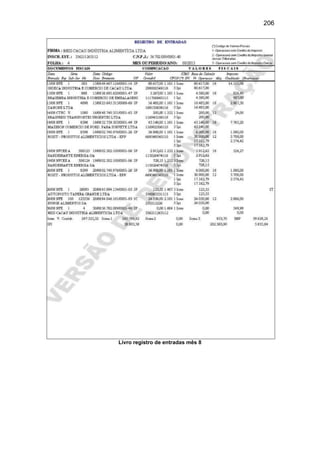 206
Livro registro de entradas mês 8
 