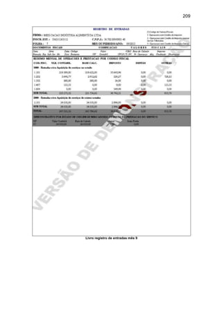 209
Livro registro de entradas mês 9
 