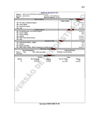221
Apuração ICMS/ ICMS ST 08
 