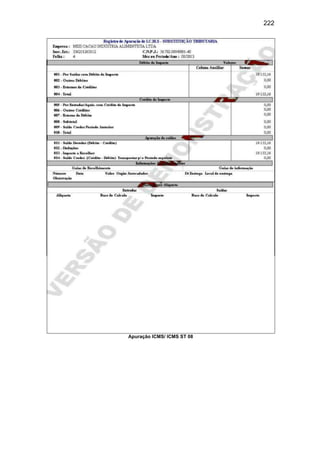 222
Apuração ICMS/ ICMS ST 08
 