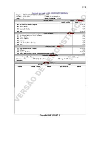 228
Apuração ICMS/ ICMS ST 10
 