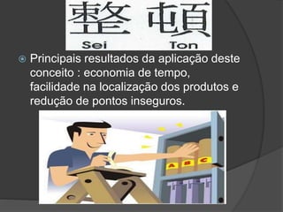  Principais resultados da aplicação deste
conceito : economia de tempo,
facilidade na localização dos produtos e
redução de pontos inseguros.
 