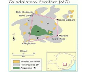 Isso só ocorreu quando se industrializou o carvão mineral (hulha) e dele retirar a fonte de energia para derreter o ferro e fazer vários tipos de instrumentos. – Revolução Industrial.Mineral - FerroMinerais como o manganês, o níquel, o cromo e outros, combinados com o ferro, formando ligas, deram origem a vários tipos de aço para diversas finalidades de uso.Nessa fase, muitos instrumentos de trabalho de trabalho, pontes, locomotivas puderam ser inventadas e fabricadas graças ao ferro e ao aço.