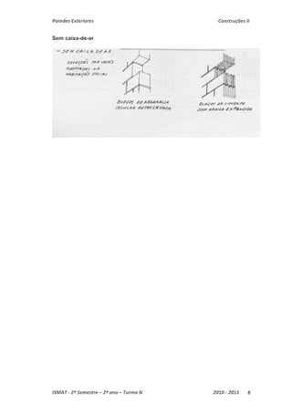 Paredes Exteriores Construções II 
Sem caixa-de-ar 
ISMAT ‐ 2º Semestre – 2º ano – Turma N 2010 ‐ 2011 8 
 
