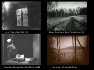 La mia Finestra, Paolo Gioli, 1969 Dachau Concentration Camp, Patricia Carew, 2000
d'apres Juan Sanchez Cotan, Mieko Tadokoro, 2005 new jersey, 1995, James C.Romeo
 