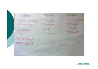 Gestão Estratégica
Econômica de Projetos
 