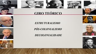 GIRO TEÓRICO
ESTRUTURALISMO
PÓS-COLONIALISMO
DECOLONIALIDADE
 