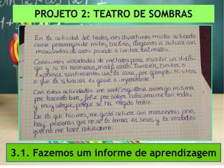 PROJETO 2: TEATRO DE SOMBRAS
3.1. Fazemos um informe de aprendizagem
 