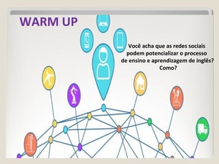 WARM UP
Você acha que as redes sociais
podem potencializar o processo
de ensino e aprendizagem de inglês?
Como?
 