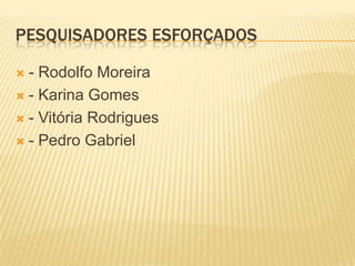 Pesquisadores esforçados- Rodolfo Moreira- Karina Gomes- Vitória Rodrigues- Pedro Gabriel