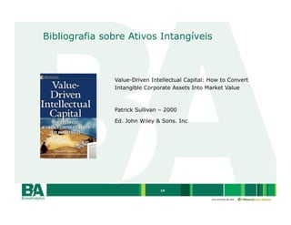Bibliografia sobre Ativos Intangíveis



               Value-Driven Intellectual Capital: How to Convert
               Intangible Corporate Assets Into Market Value



               Patrick Sullivan – 2000

               Ed. John Wiley & Sons. Inc




                               14

                                                  uma empresa da rede
 