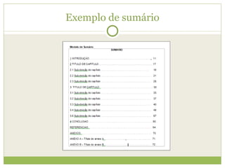 Exemplo de sumário 