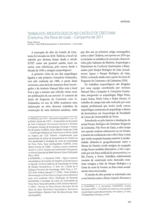 Trabalhos arqueológicos no castelo de crestuma