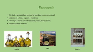 Economia
• Atividades agrícolas (que sempre foi com base no consumo local);
• Indústria de celulose e papel e eletrónica;
• Fabricação / processamento de azeite, vinho, licores e mel;

• Turismo (Aldeias de Xisto).

Azeite

Mel

Licores

 
