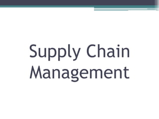 Supply Chain
Management
 