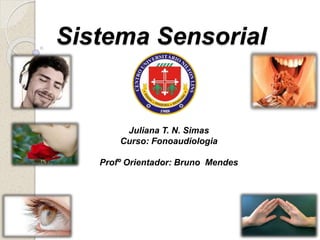 Sistema Sensorial
Juliana T. N. Simas
Curso: Fonoaudiologia
Profº Orientador: Bruno Mendes
 