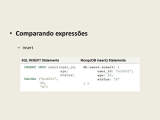 • Comparando expressões
– Insert
 