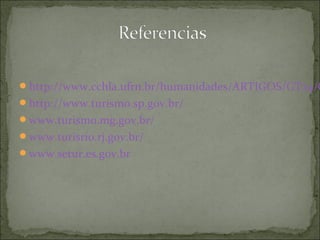 http://www.cchla.ufrn.br/humanidades/ARTIGOS/GT24/O
http://www.turismo.sp.gov.br/
www.turismo.mg.gov.br/
www.turisrio.rj.gov.br/
www.setur.es.gov.br
 