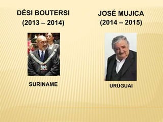 DÉSI BOUTERSI
(2013 – 2014)
JOSÉ MUJICA
(2014 – 2015)
SURINAME URUGUAI
 
